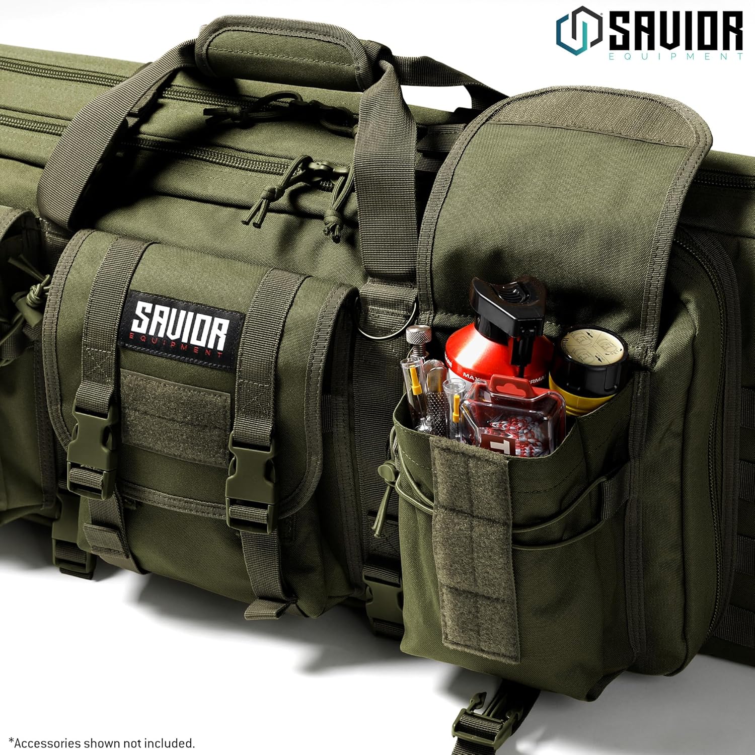 Savior Equipment American Classic Tactical Double Long Gun Bag Pistol Transportation Case w/Backpack Strap, Lockable Compartment, Available Length in 32 36 42 46 51 55